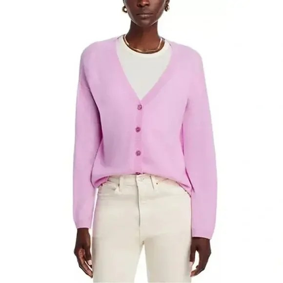 C by Bloomingdale's Cashmere V-Neck Cardigan Womens V11228 Rose